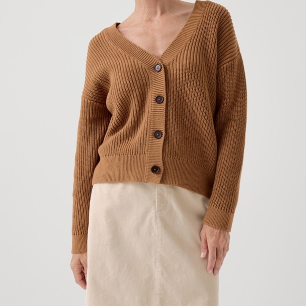 Pact Luxe Knit Cropped Cardigan in Camel